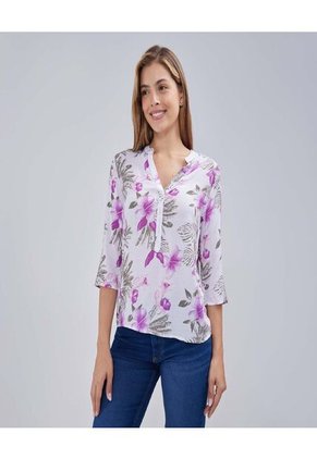 Blusa Para Mujer Manga 3/4 Color Morado Marca Ostu #40120985