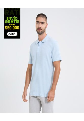 Polo Para Hombre Cuello Maquina Sin Bolsillo Color Azul Marca Ostu #60110737 Ostu