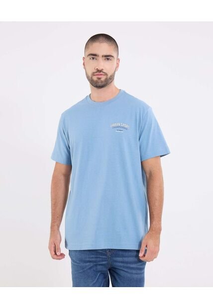 Camiseta  Para Hombre Manga Corta Cuello Redondo Color Azul Marca Ostu #60091844