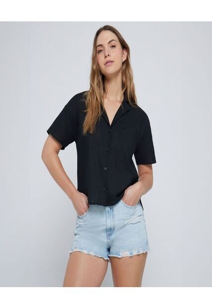 Camisa Para Mujer Manga Corta Color Negro Marca Ostu #40010207