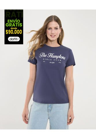 Camiseta Para Mujer Manga Corta Color Azul Marca Ostu #40092343 Ostu