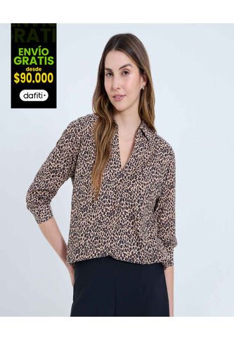 Camisa Para Mujer Manga 3/4 Color Café Marca Ostu #40010300 Ostu