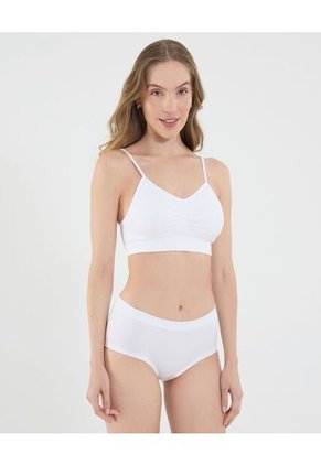 Top Para Mujer Seamless Sin Copas Color Blanco Marca Ostu #40220401