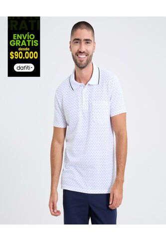 Polo Para Hombre Cuello Tejido Con Bolsillo Color Blanco Marca Ostu #60110745 Ostu