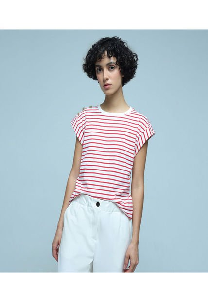 Camiseta Para Mujer Manga Corta Color Rojo Marca Ostu #40091998