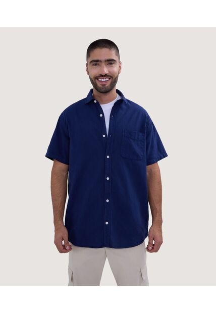Camisa Para Hombre Manga Corta Con Bolsillo Color Azul  Marca Ostu #60010659