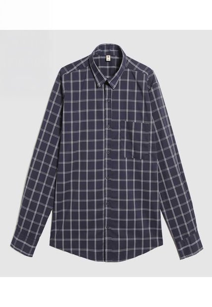 Camisa Para Hombre Manga Larga Con Bolsillo Color Azul  Marca Ostu #60010752