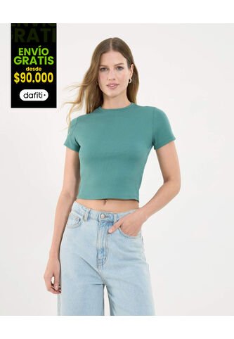 Camiseta Para Mujer Crop Top Color Verde Marca Ostu #40092334 Ostu