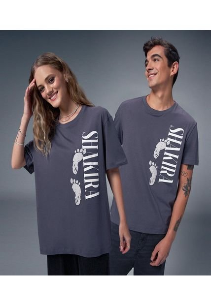 Camiseta Para Mujer Manga Corta Cuello Redondo Color Gris  Marca Ostu #40092542