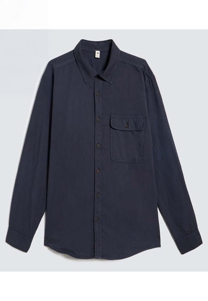 Camisa Para Hombre Manga Larga Con Bolsillo Color Azul  Marca Ostu #60010764