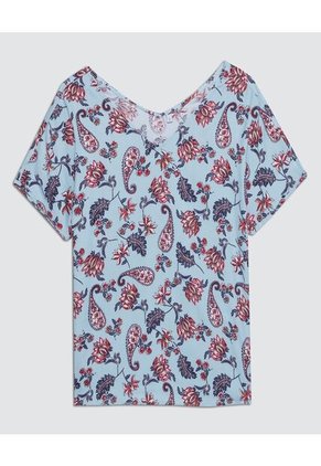 Blusa Para Mujer Manga Corta Color Azul Claro Marca Ostu #40120852