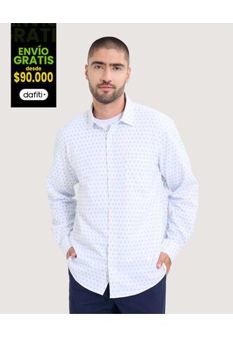 Camisa Para Hombre Manga Larga Con Bolsillo Cuello Casual M Color Marfil Marca Ostu #60010793 Ostu