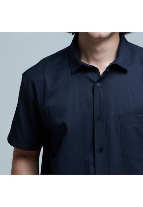 Camisa Para Hombre Manga Corta Con Bolsillo Color Negro Marca Ostu #60010628