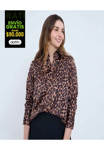 Camisa Para Mujer Manga Larga Color Café Marca Ostu #40010296 Ostu