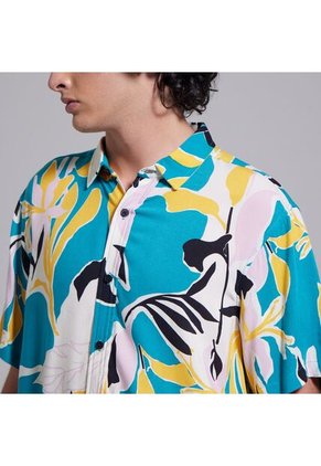 Camisa Para Hombre Manga Corta Sin Bolsillo Color Azul  Marca Ostu #60010548