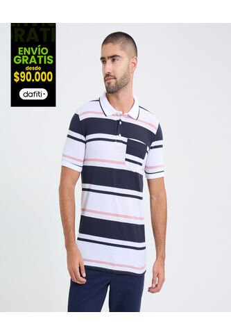 Polo Para Hombre Cuello Tejido Con Bolsillo Color Azul Marca Ostu #60110750 Ostu