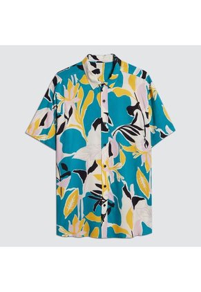 Camisa Para Hombre Manga Corta Sin Bolsillo Color Azul  Marca Ostu #60010548