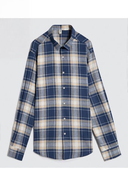 Camisa Para Hombre Manga Larga Sin Bolsillo Color Azul  Marca Ostu #60010743
