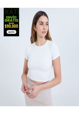 Camiseta Para Mujer Manga Corta Moda Color Crema Marca Ostu #40092462 Ostu