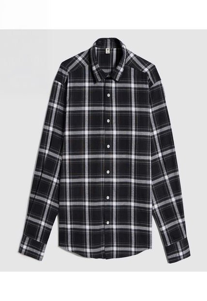 Camisa Para Hombre Manga Larga Sin Bolsillo Color Negro Marca Ostu #60010741