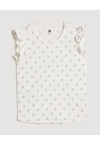 Camiseta Infantil Niña Manga Sisa Cuello Redondo Color Crema Marca Ostu #90090334 Ostu