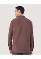 Camisa Para Hombre Manga Larga Con Bolsillo Color Café  Marca Ostu #60010745 de Ostu