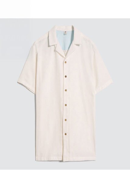 Camisa Para Hombre Manga Corta Sin Bolsillo Color Crema Marca Ostu #60010777