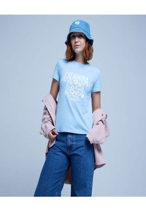 Camiseta Para Mujer Manga Corta Color Celeste Marca Ostu #40091938