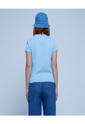 Camiseta Para Mujer Manga Corta Color Celeste Marca Ostu #40091938