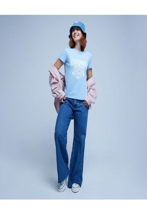 Camiseta Para Mujer Manga Corta Color Celeste Marca Ostu #40091938