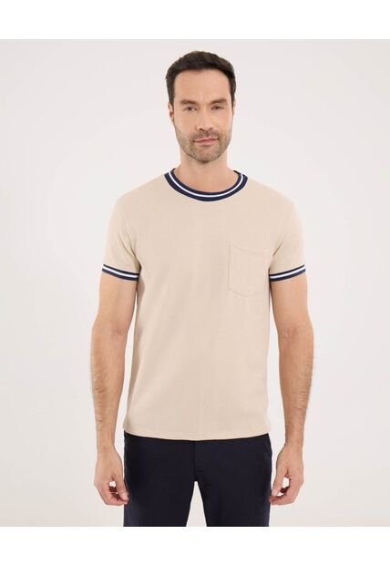 Camiseta Para Hombre Manga Corta Cuello Redondo Color Avena Marca Ostu #60091663