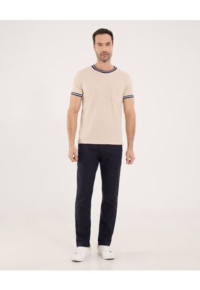 Camiseta Para Hombre Manga Corta Cuello Redondo Color Avena Marca Ostu #60091663