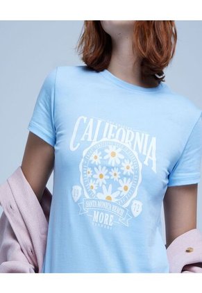 Camiseta Para Mujer Manga Corta Color Celeste Marca Ostu #40091938