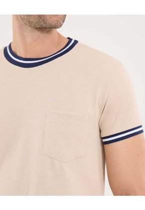 Camiseta Para Hombre Manga Corta Cuello Redondo Color Avena Marca Ostu #60091663