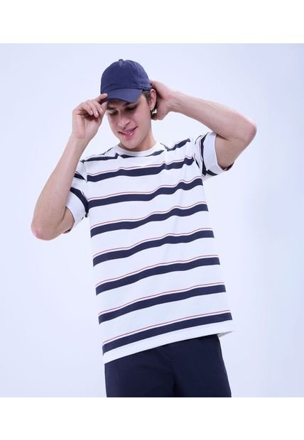 Camiseta Para Hombre Manga Corta Color Crema Marca Ostu #60091403