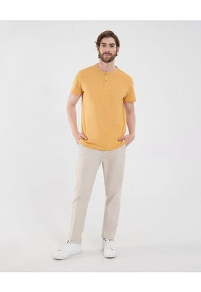 Camiseta Para Hombre Manga Corta Color Mostaza Marca Ostu #60091640