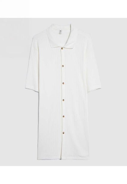 Camisa Para Hombre Manga Corta Sin Bolsillo Color Crema Marca Ostu #60010728