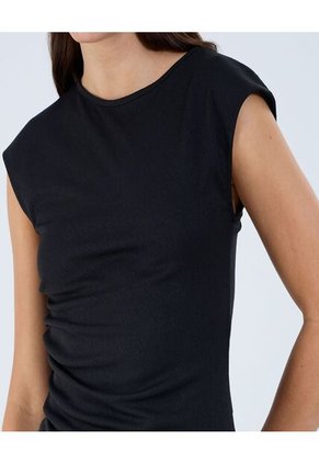 Camiseta Para Mujer Manga Sisa Cuello Redondo Color Negro Marca Ostu #40092401