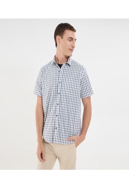 Camisa Para Hombre Manga Corta Con Bolsillo Cuello Casual M Color Azul Marca Ostu #60010851