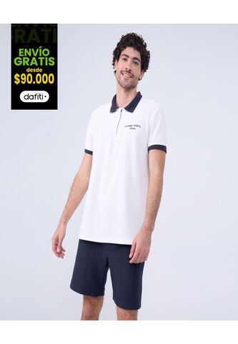 Polo Para Hombre Cuello Tejido Sin Bolsillo Color Crema Marca Ostu #60110753 Ostu