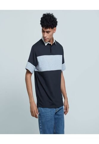 Polo Para Hombre Cuello Maquina Sin Bolsillo Color Negro Marca Ostu #60110586 Ostu