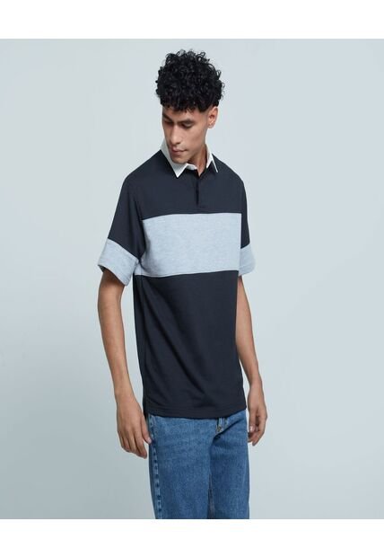 Polo Para Hombre Cuello Maquina Sin Bolsillo Color Negro Marca Ostu #60110586