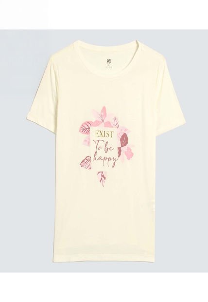 Camiseta Para Mujer Manga Corta Color Crema Marca Ostu #40092283