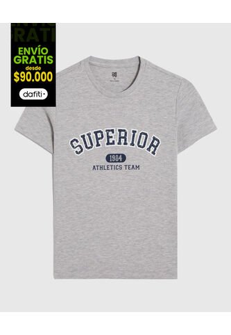 Camiseta Para Niño Manga Corta Cuello Redondo Color Gris  Marca Ostu #80090255 Ostu