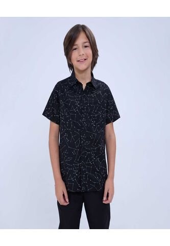 Camisa Para Niño Manga Corta Color Negro Marca Ostu #80010050 Ostu