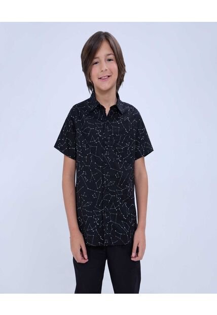 Camisa Para Niño Manga Corta Color Negro Marca Ostu #80010050
