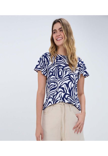 Camiseta Para Mujer Manga Corta Color Azul Rey Marca Ostu #40092226