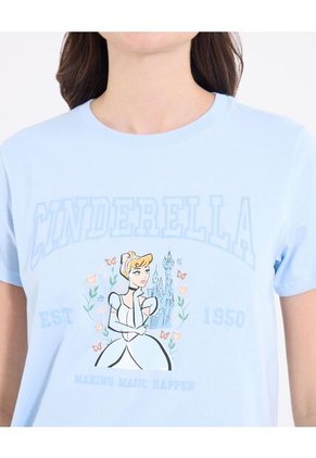 Camiseta  Para Mujer Manga Corta Cuello Redondo Color Celeste Marca Ostu #40092744