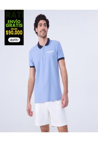 Polo Para Hombre Cuello Tejido Sin Bolsillo Color Azul  Marca Ostu #60110754 Ostu