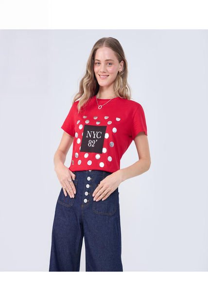Camiseta Para Mujer Manga Corta Color Vino Marca Ostu #40092251